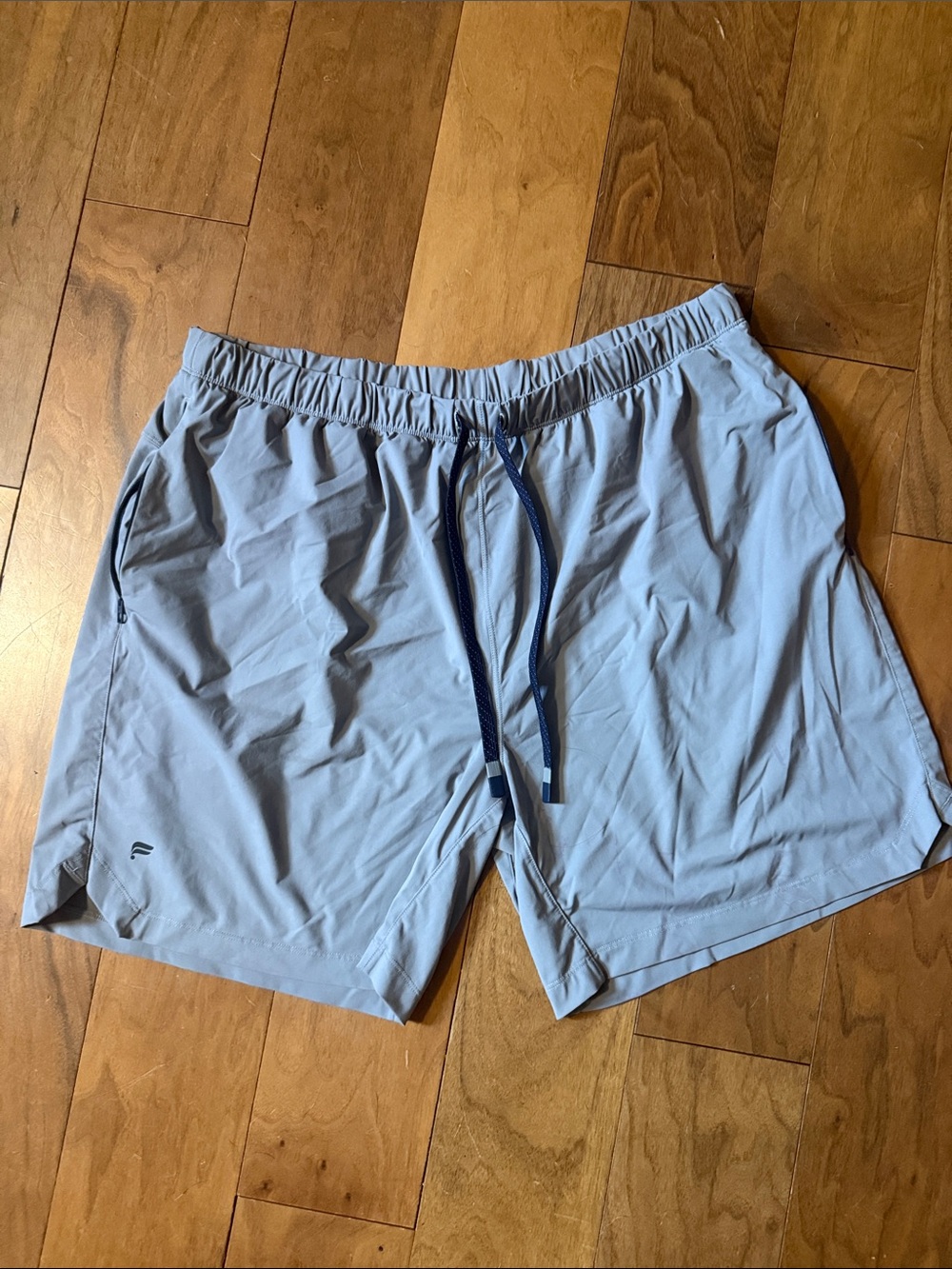 Fabletics Gray Shorts with Navy Drawcords